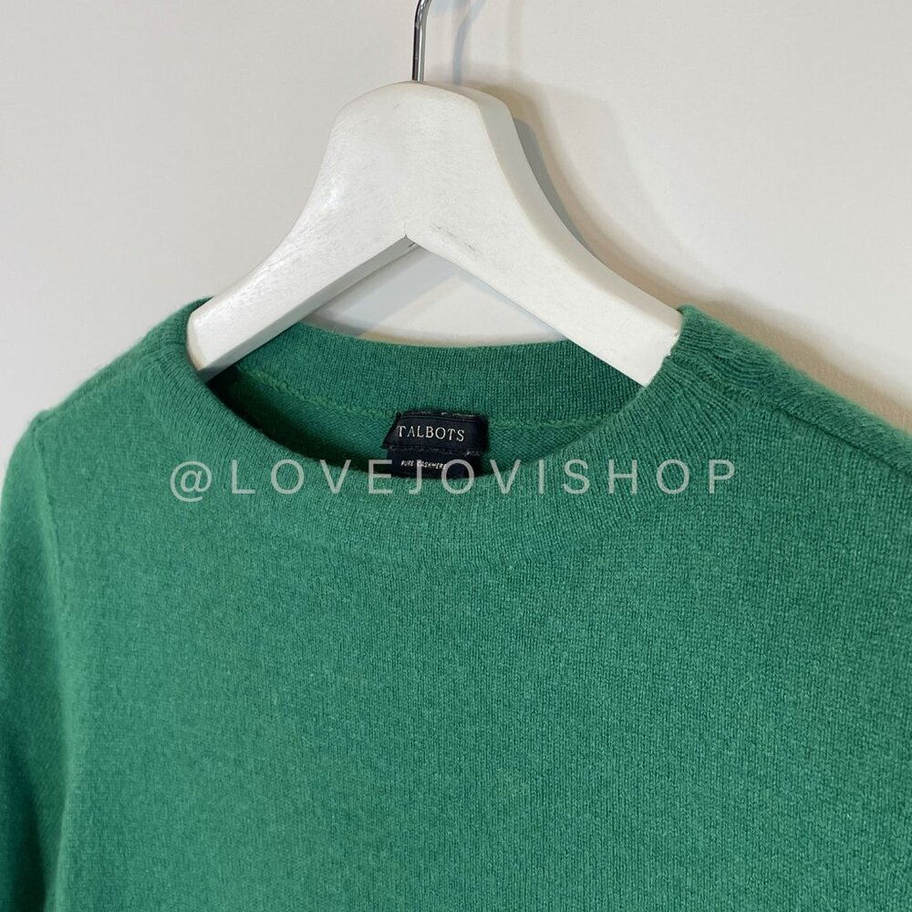 Classic Feminine | 100% Cashmere Kelly Green Crew Neck Sweater | by Talbots | M - Picture 3 of 12